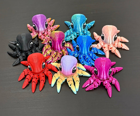 3D - Tulostettu DRAGONIX - "Remu" Fidget Mustekala 8/13cm - PRINT NORDICA